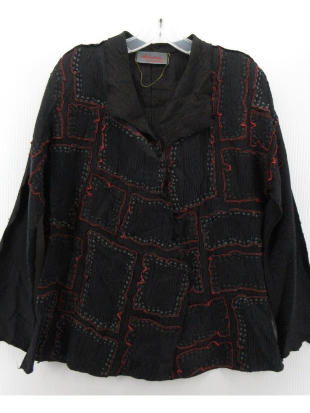 Deborah Cross Top Medium Blouse Crinkle Patchwork Artsy Shirt